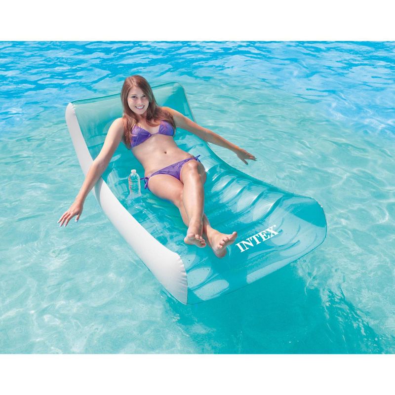 Inflatable Lounge Pool Chair Bundled w/ Inflatable Pool Recliner Lounger Chair