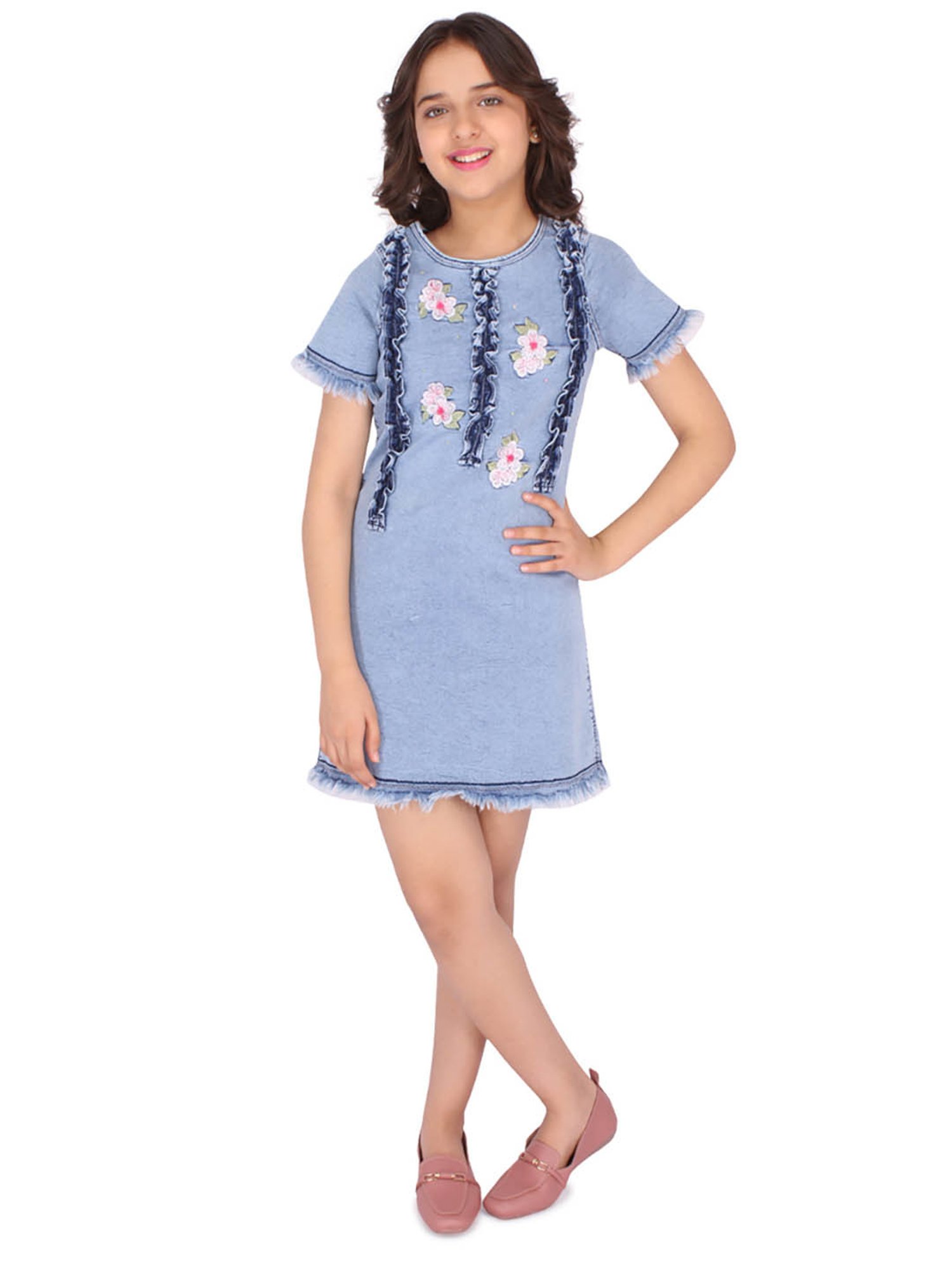 Cutecumber Kids Blue Embroidered Dress