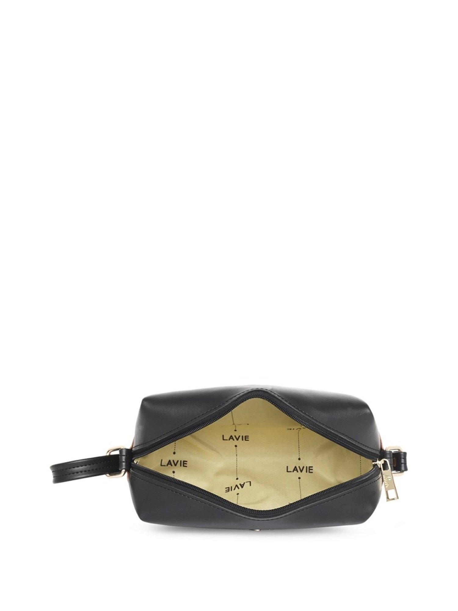 Lavie Hilite Black & Tan Synthetic Solid Sling Handbag