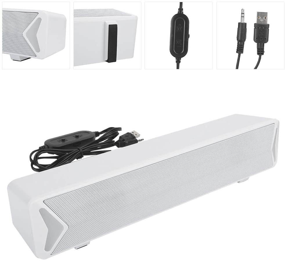 T osuny Home Desktop Small Speaker,Multimedia Active USB Bar Loudspeaker Box with Powerful Vocalize Unit,Strengthen Full Frequency Bass Speaker(White)