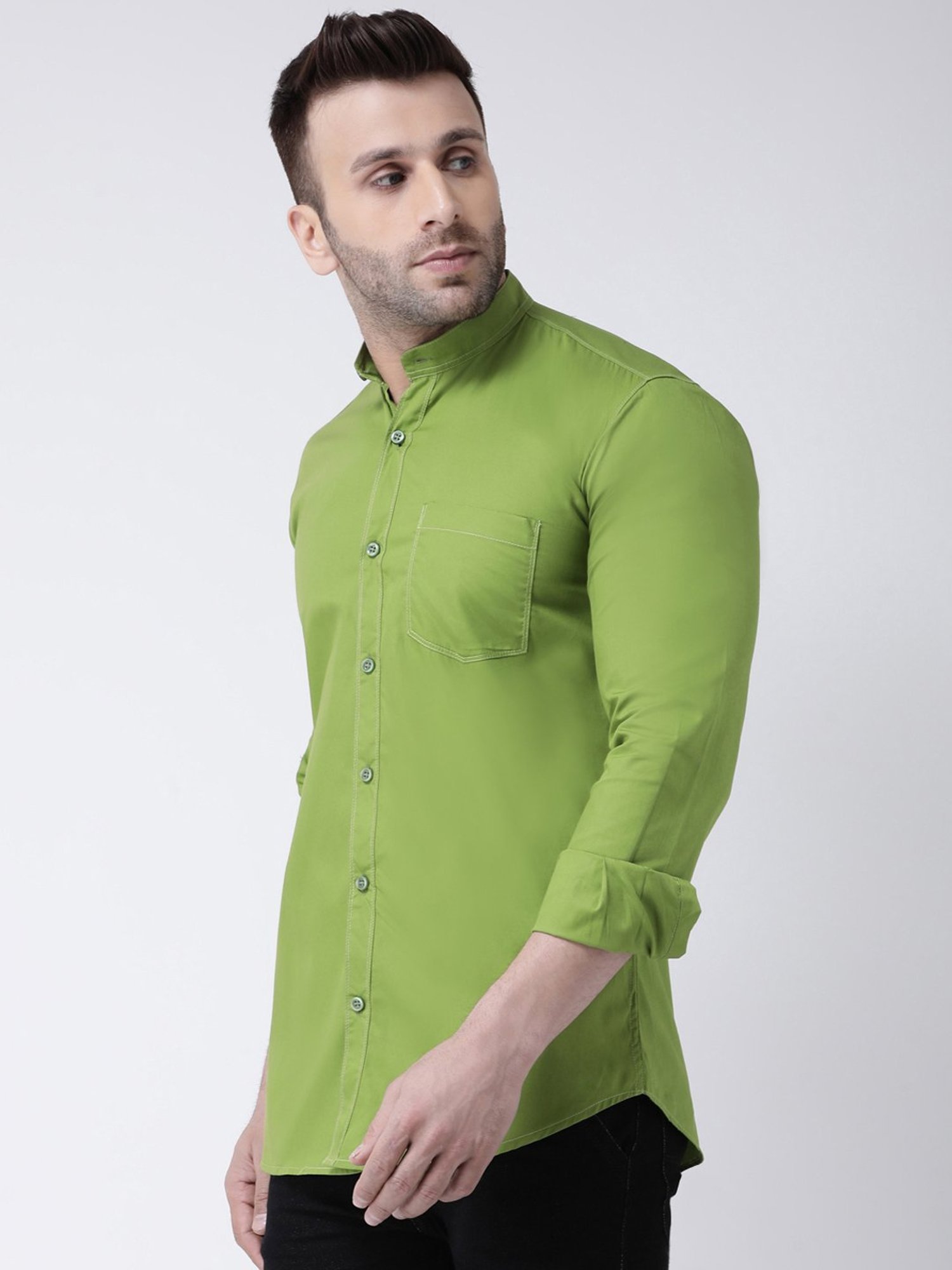 Hangup Plus Green Slim Fit Pure Cotton Shirt