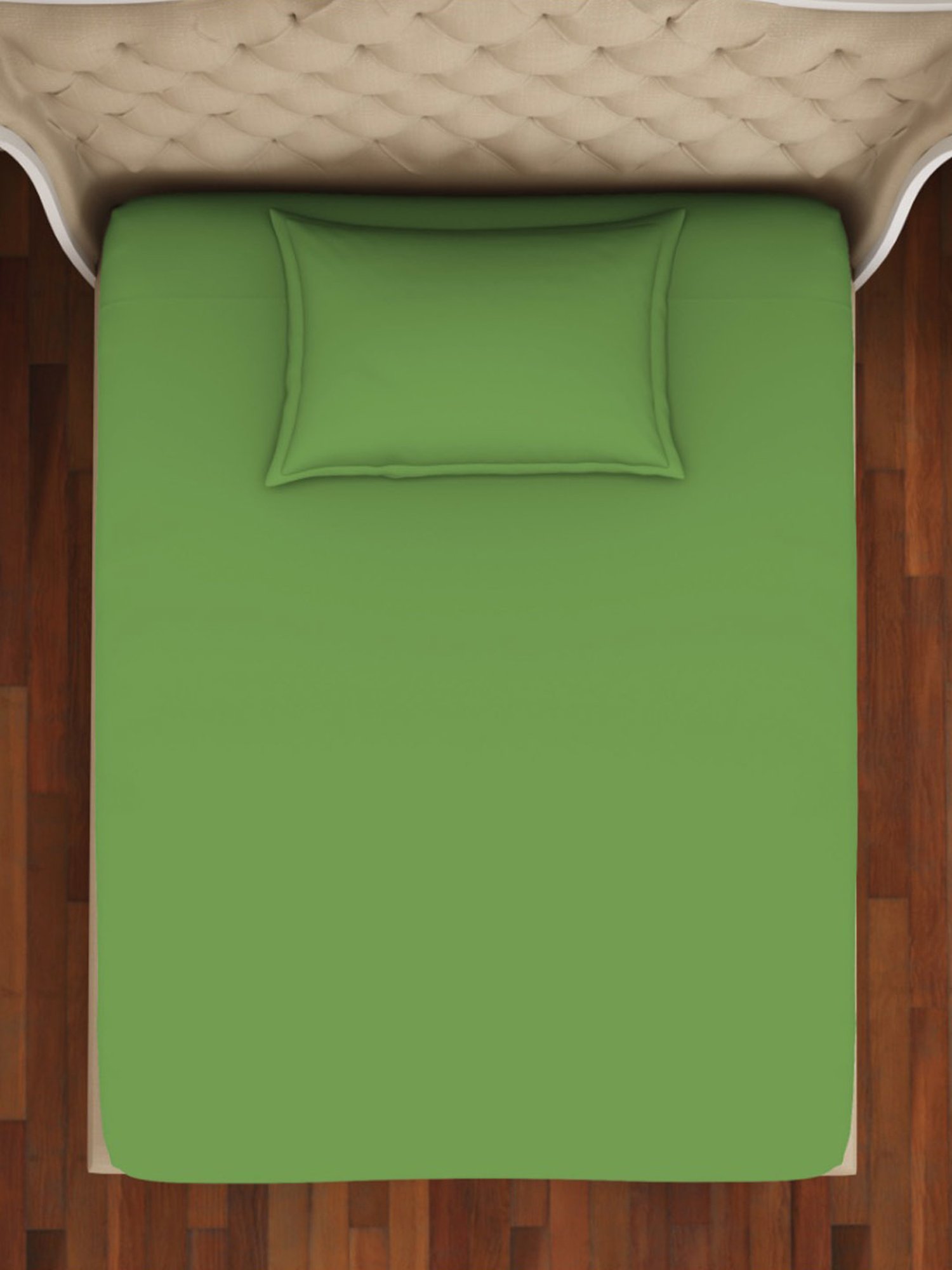 Welspun Restora Solid Green 150 TC Cotton Single Bed Sheet with 1 Pillow Cover