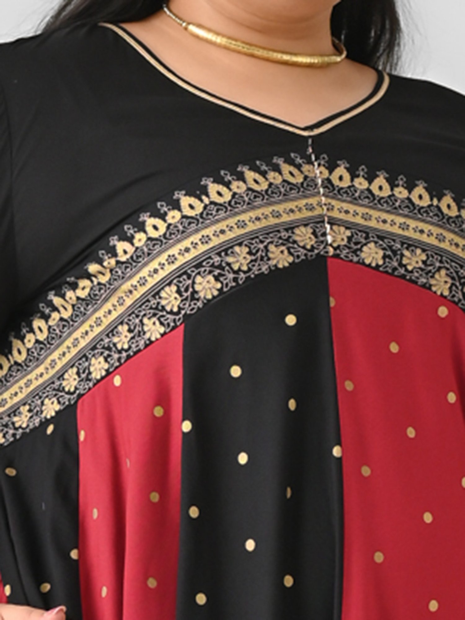 Rustorange Black & Maroon Color-Block Ethnic Dress