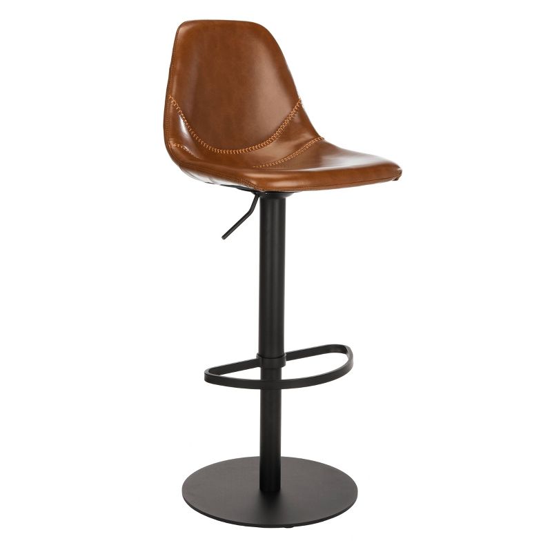 Wooden Barstool with Padded Seat and Open Backrest Blue/Brown - Benzara