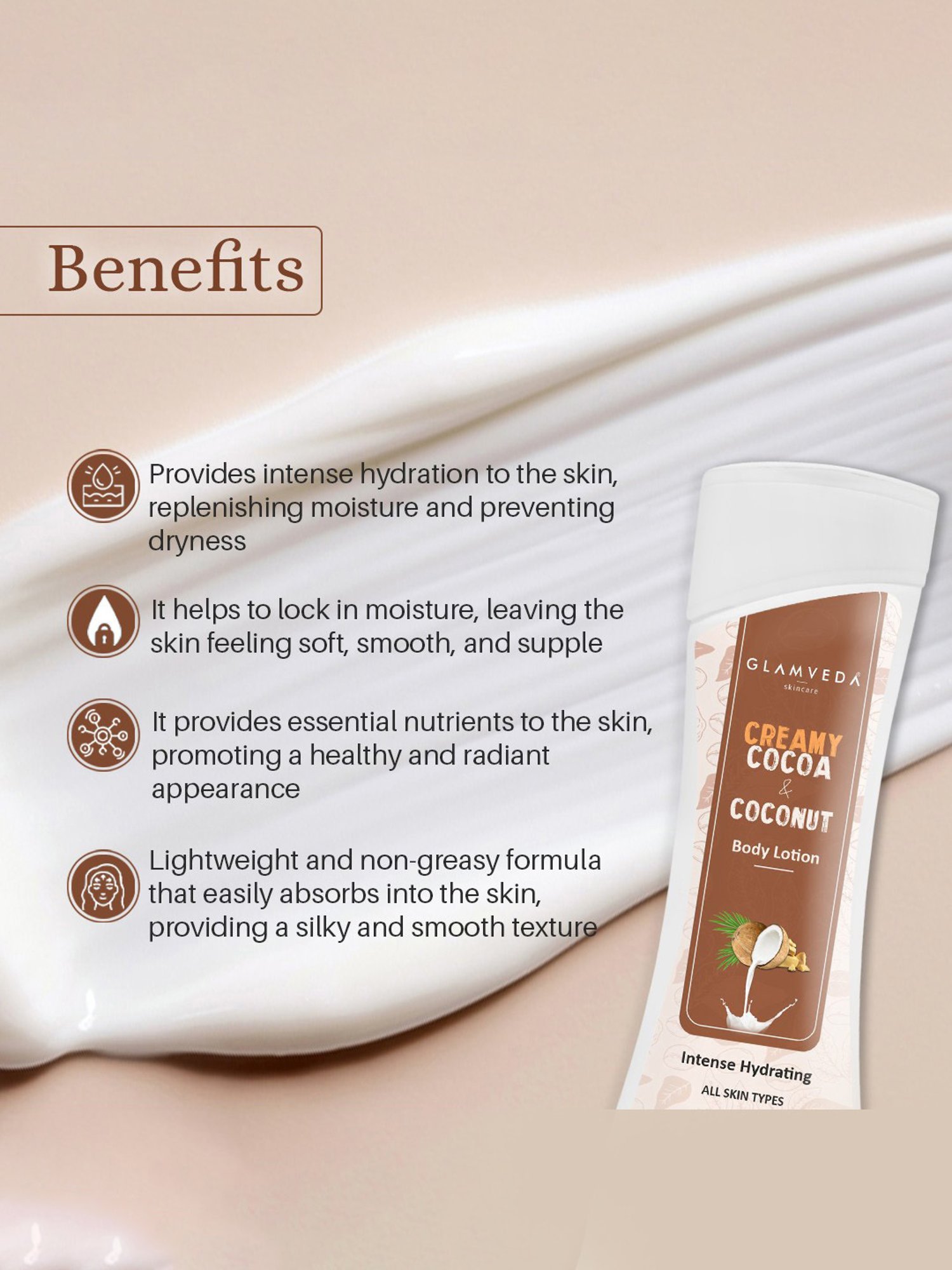 Glamveda Creamy Cocoa & Coconut Body Lotion - Pack of 2