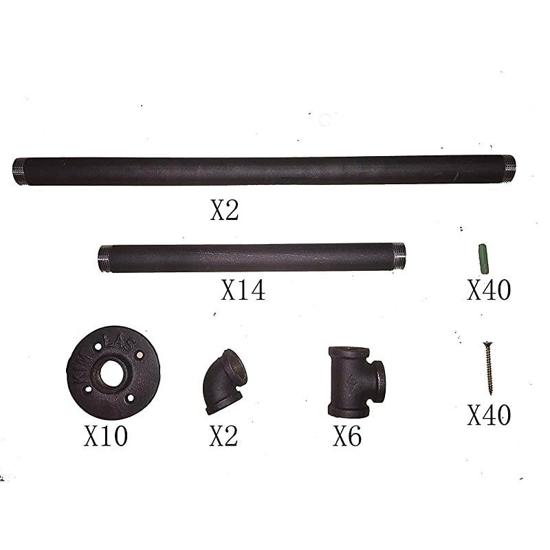 Retro Wall Mount Iron Pipe Shelf Hung Bracket Diy Storage Shelving Bookshelf 2 pcs