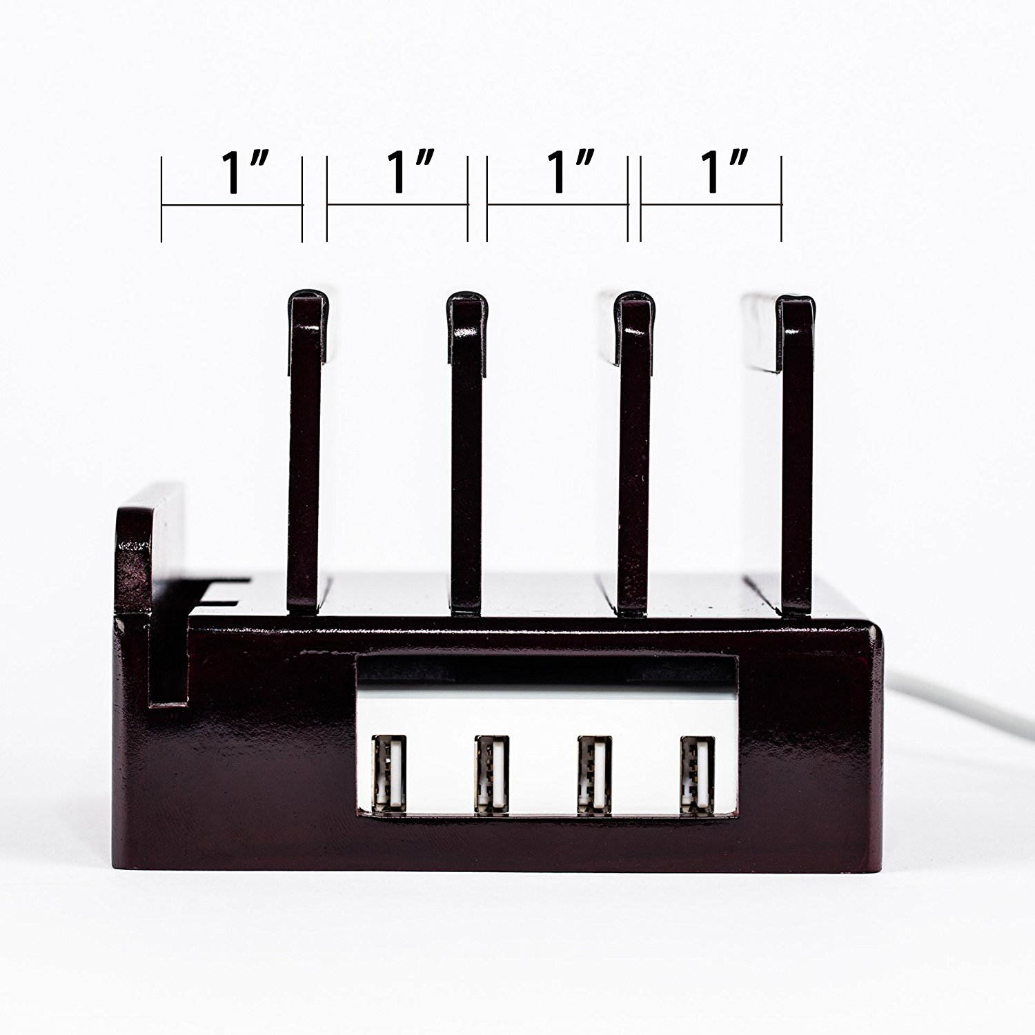 Compact Universal Desktop Cell Phone & Tablet/eReader/Kindle Charging Station, with Set of Cable Ties. Multiple Finishes Available - Black Leatherette