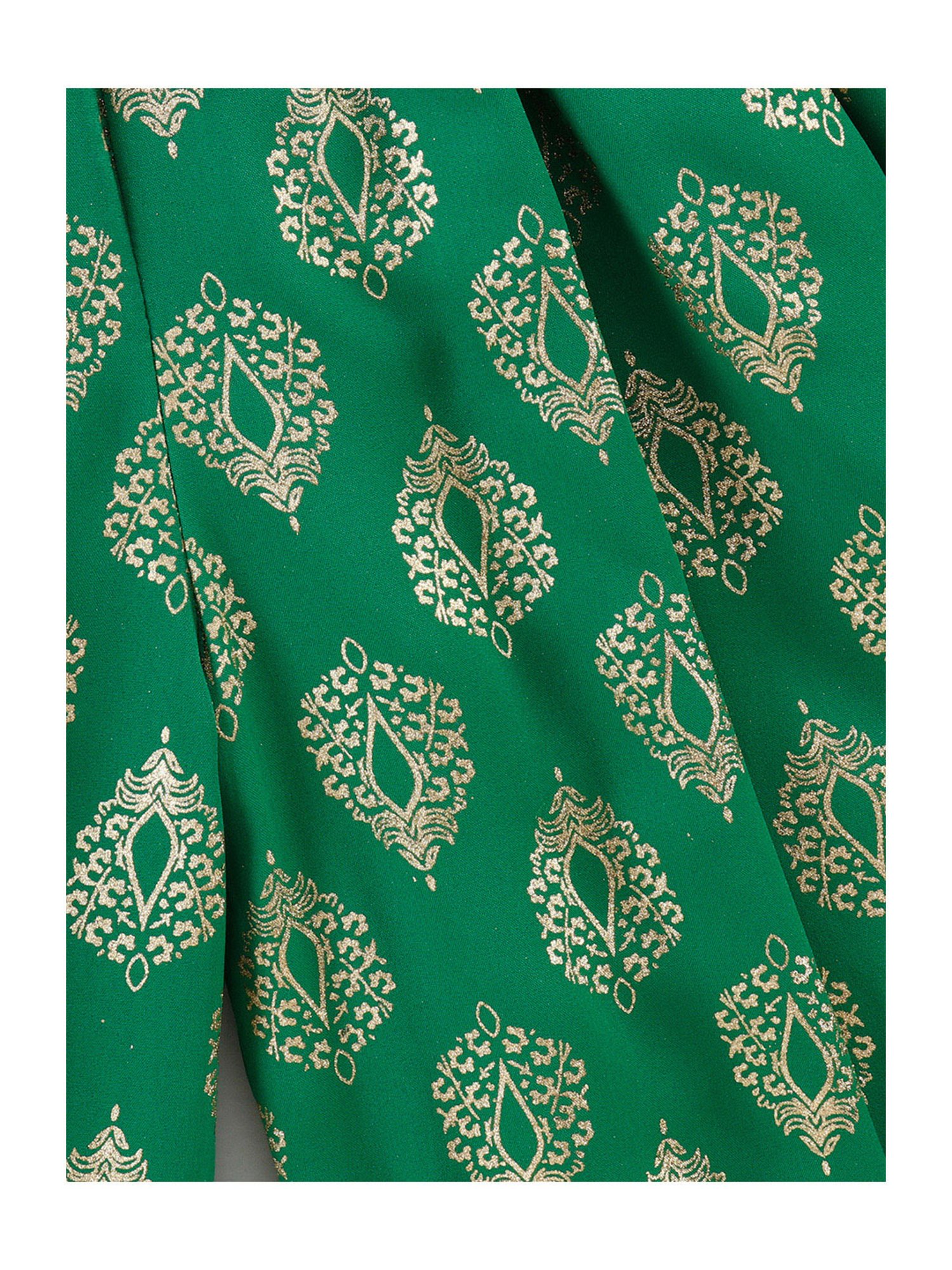TWISHA Kids Pink & Green Printed Top with Dhoti