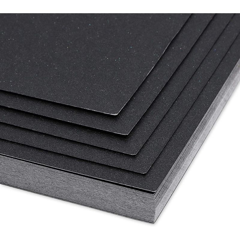 Paper Junkie 50 Sheet Black Metallic Cardstock Paper for Card Making, 8.5 x 11 In