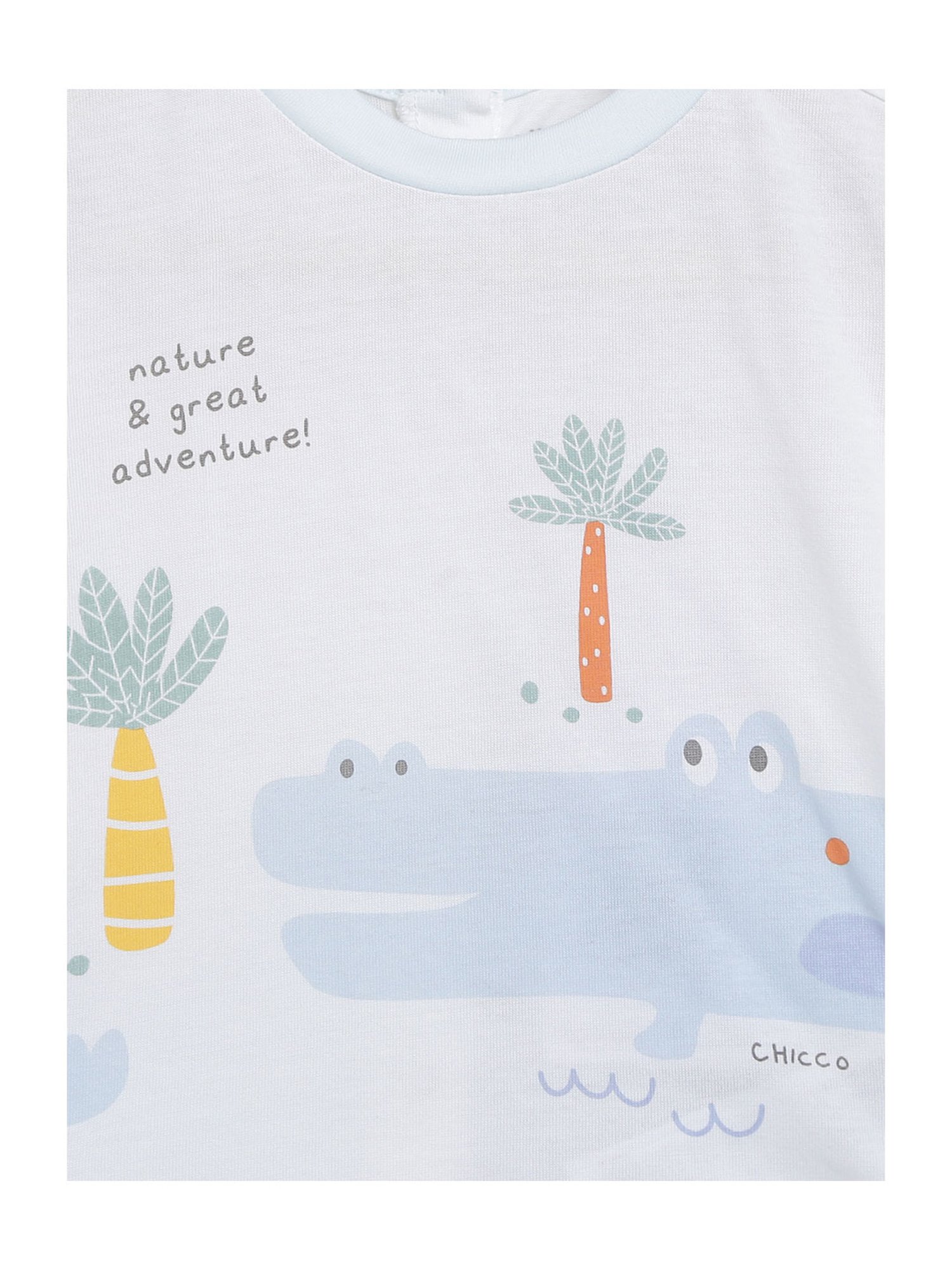 Chicco Kids White & Light Blue Printed T-Shirt with Shorts
