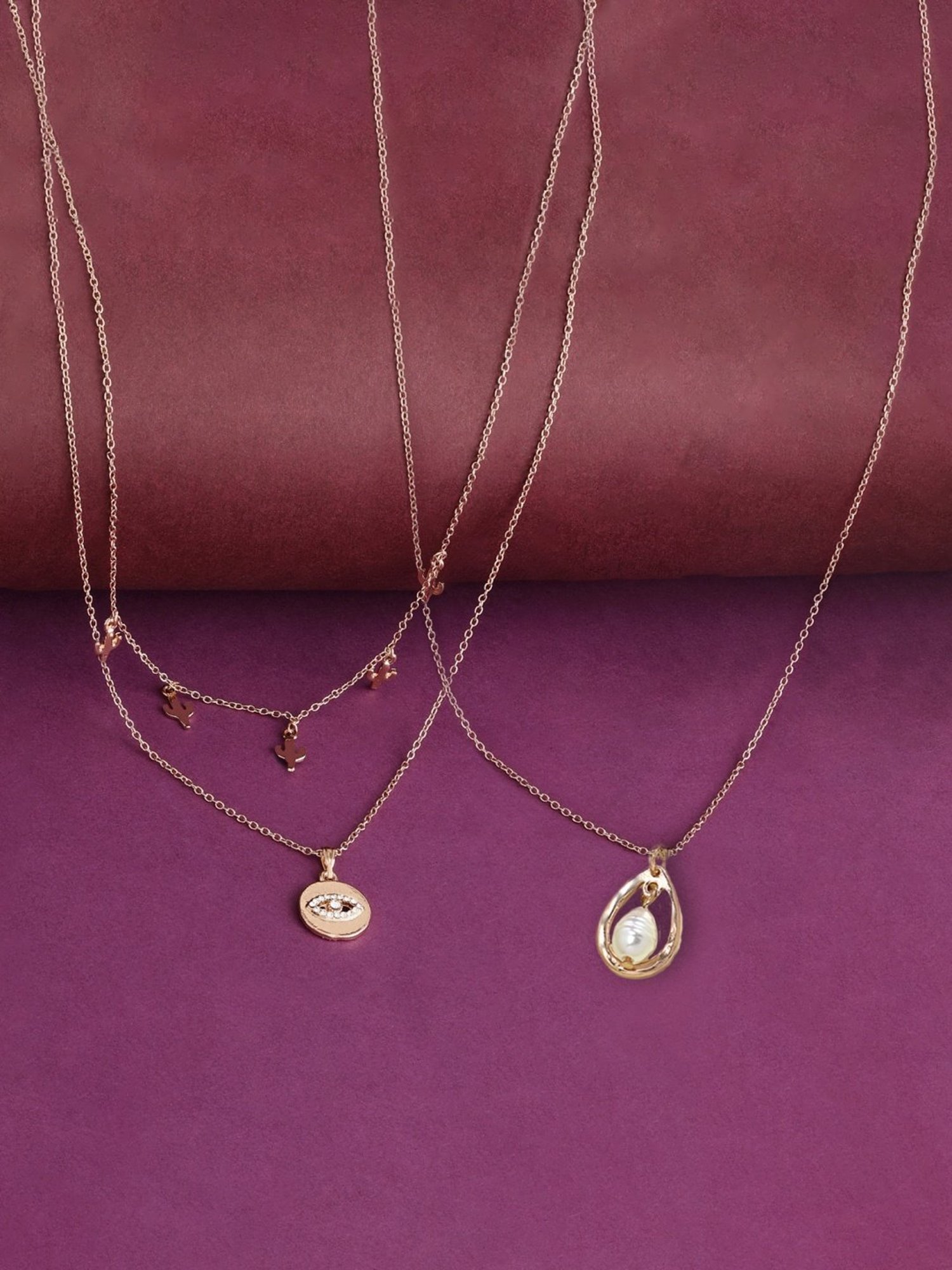 Zaveri Pearls Set of 2 Gold Tone Contemporary Chains -ZPFK15102