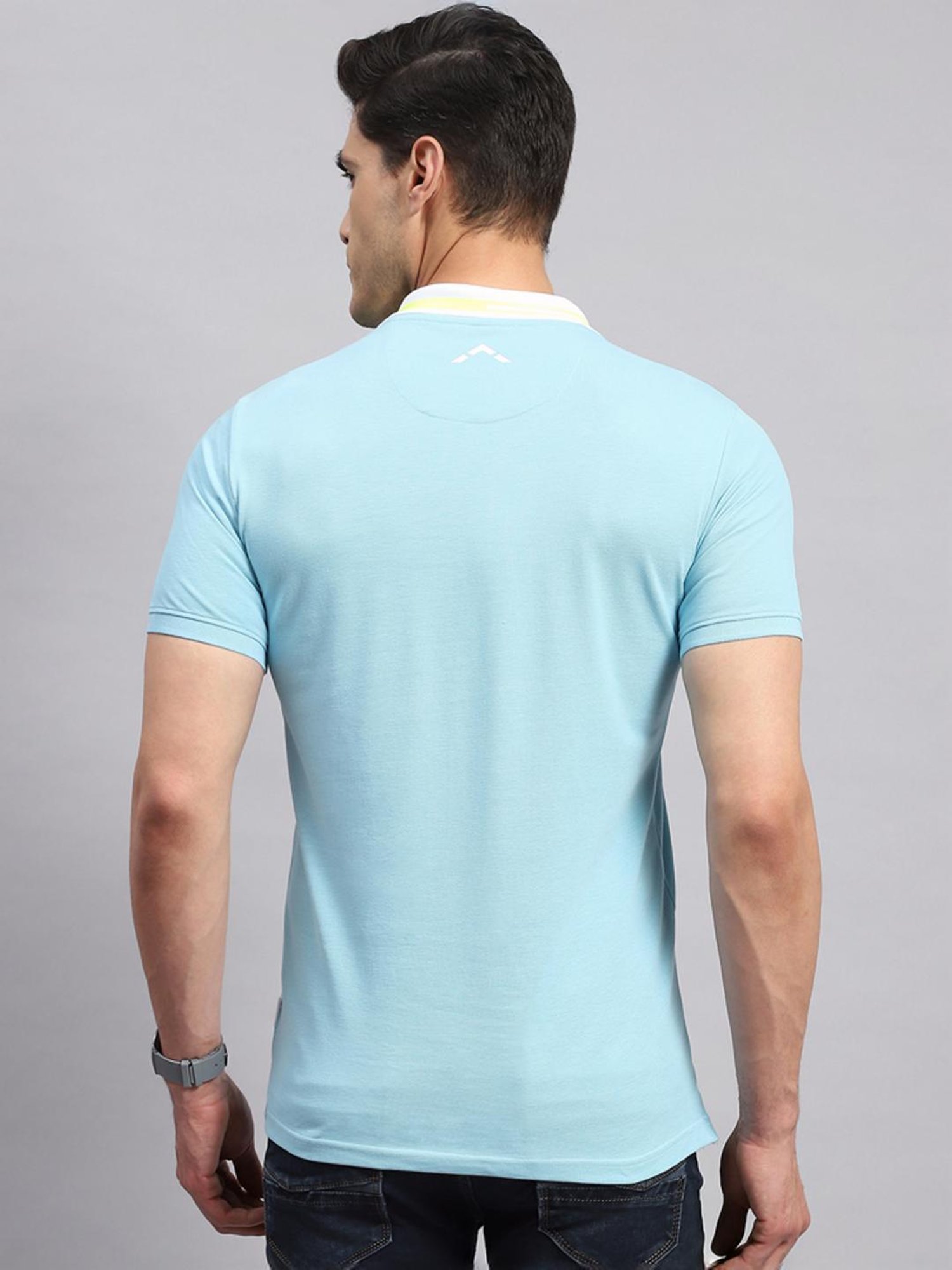 Rock.it Blue Cotton Regular Fit Printed Polo T-Shirt