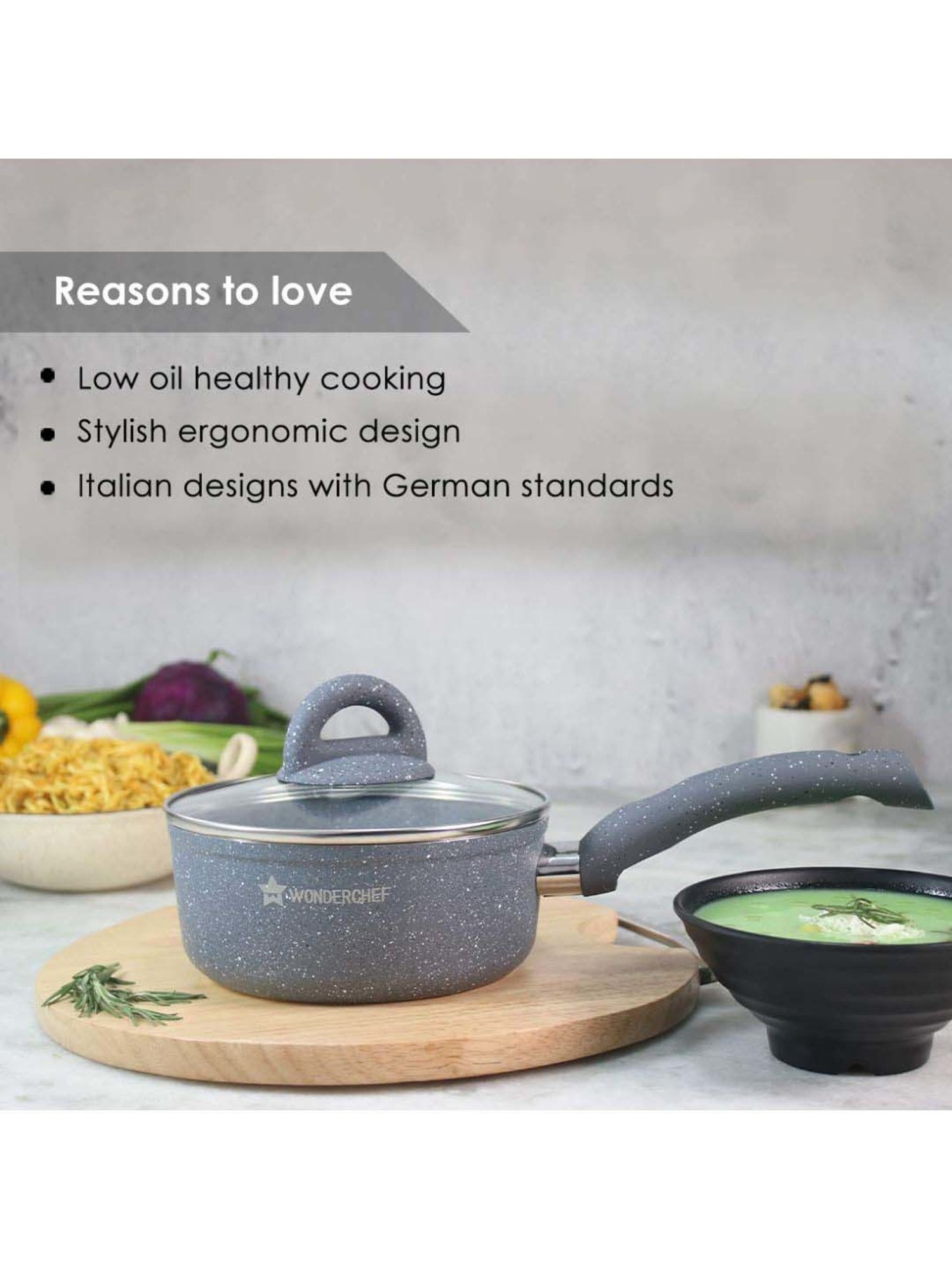 Wonderchef Granite Induction Bottom Non-Stick 18cm Sauce Pan