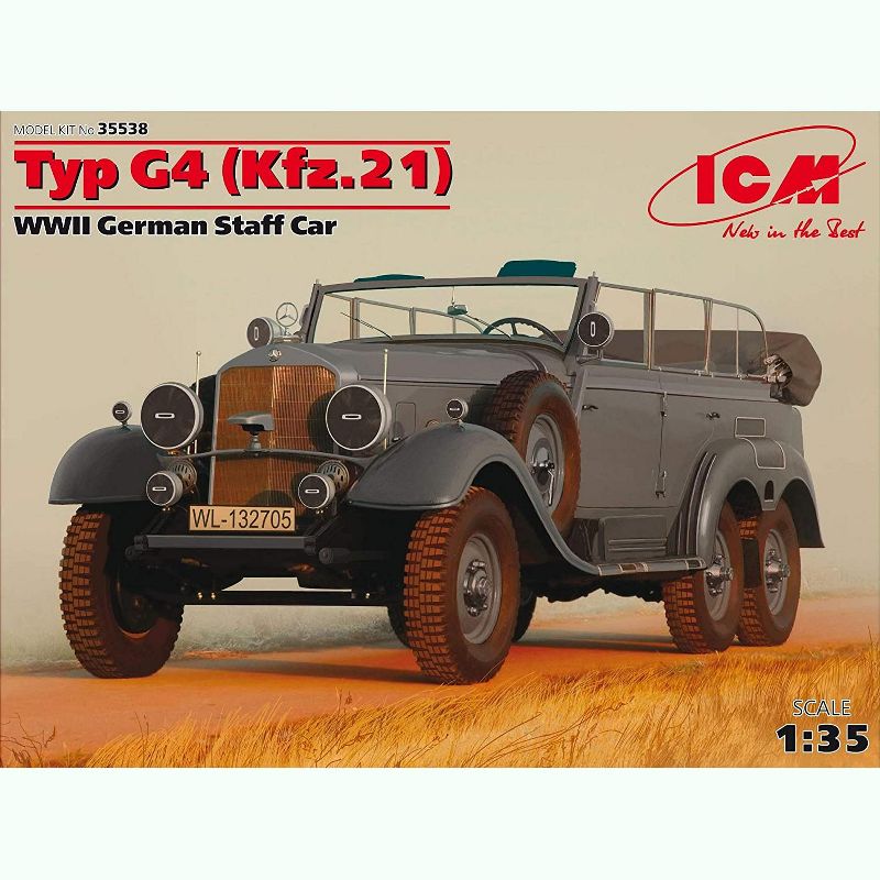 ICM Models 35538 Type G4 (Kfz.21) WWII German Staff Car 1/35 Scale Model Kit