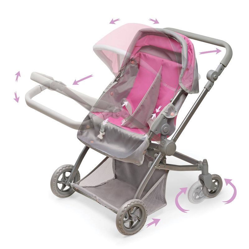 Voyage Twin Carriage Doll Stroller - Gray/Pink