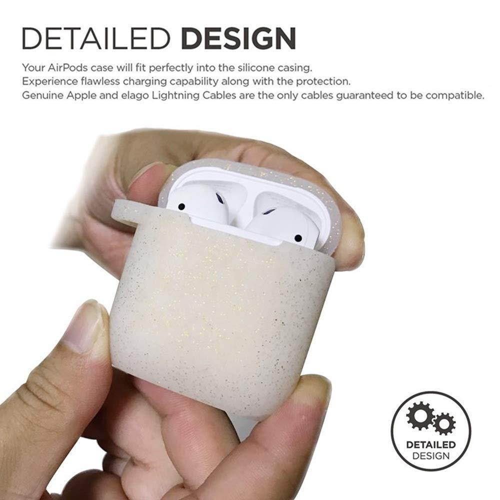Airpods Case - Filoto Airpods Silicone Cute Glittery Case Cover with Keychain/Strap for Apple Airpod (Gold)