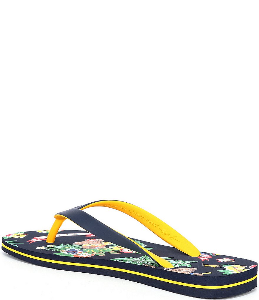 Polo Ralph Lauren Men's Bolt Bear-Waiian Print Flip Flops