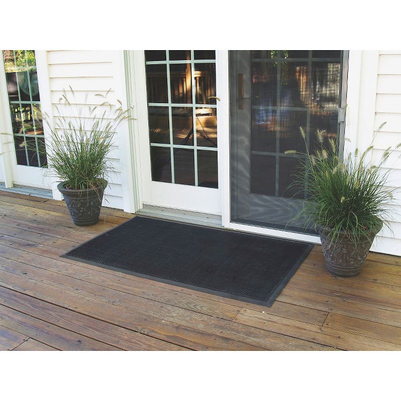 HomeTrax Rubber Brush Doormat - Black (36" x 60")