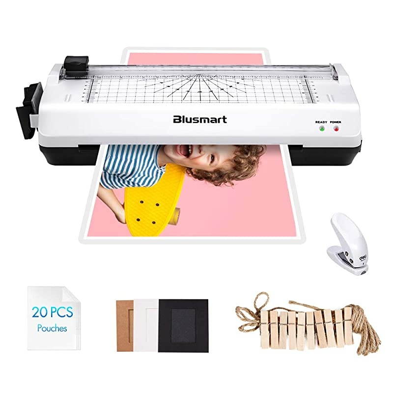 5 in 1  Laminator Set A4 Trimmer Corner Rounder 20 Laminating Pouches Photo Frames White