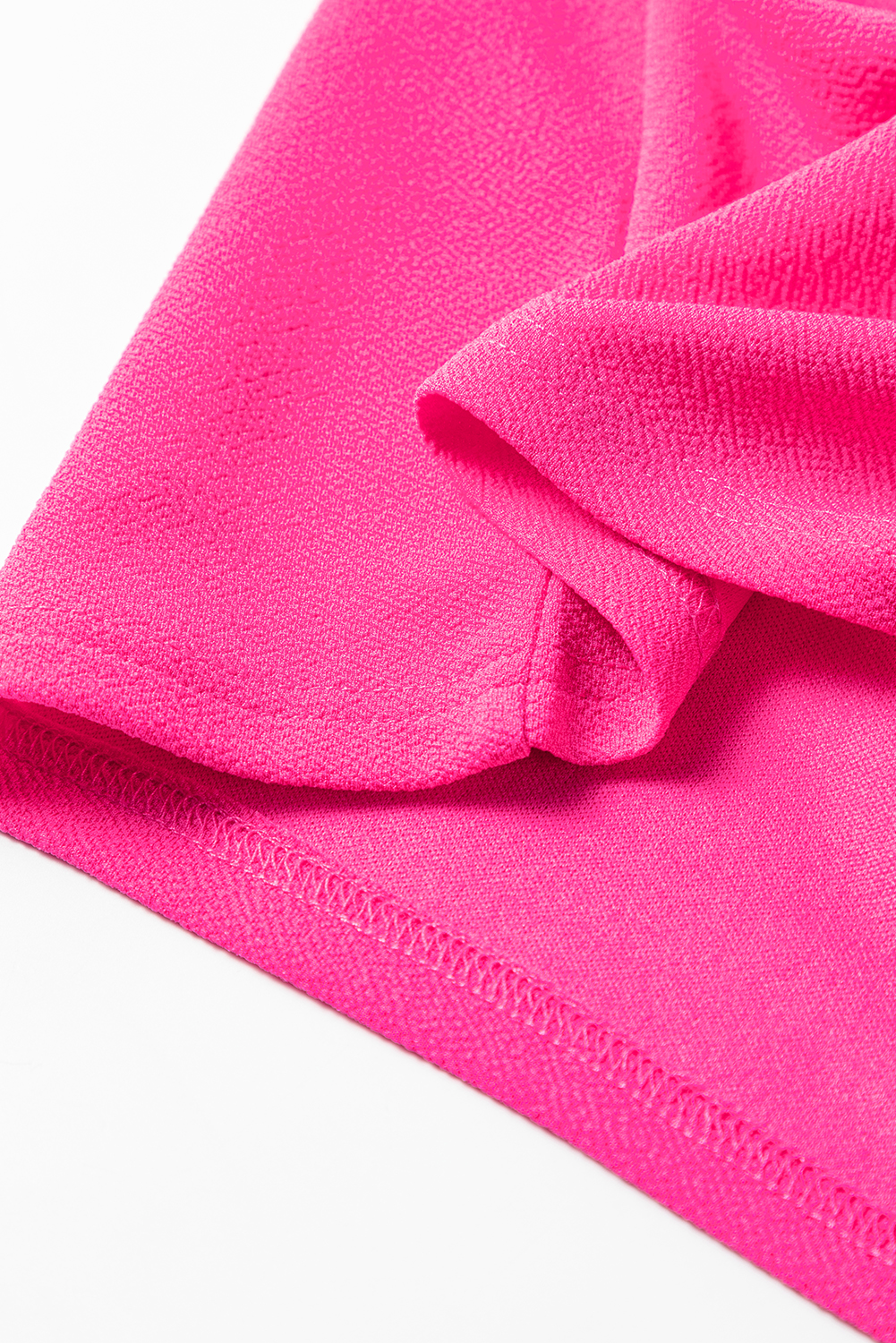 Rose Red Leopard Splicing Shoulder Strap Pocket Textured Romper