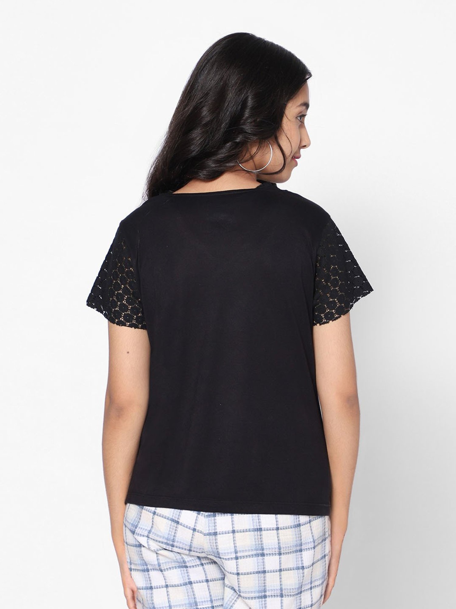TeenTrums Girls Black Lace Crop top