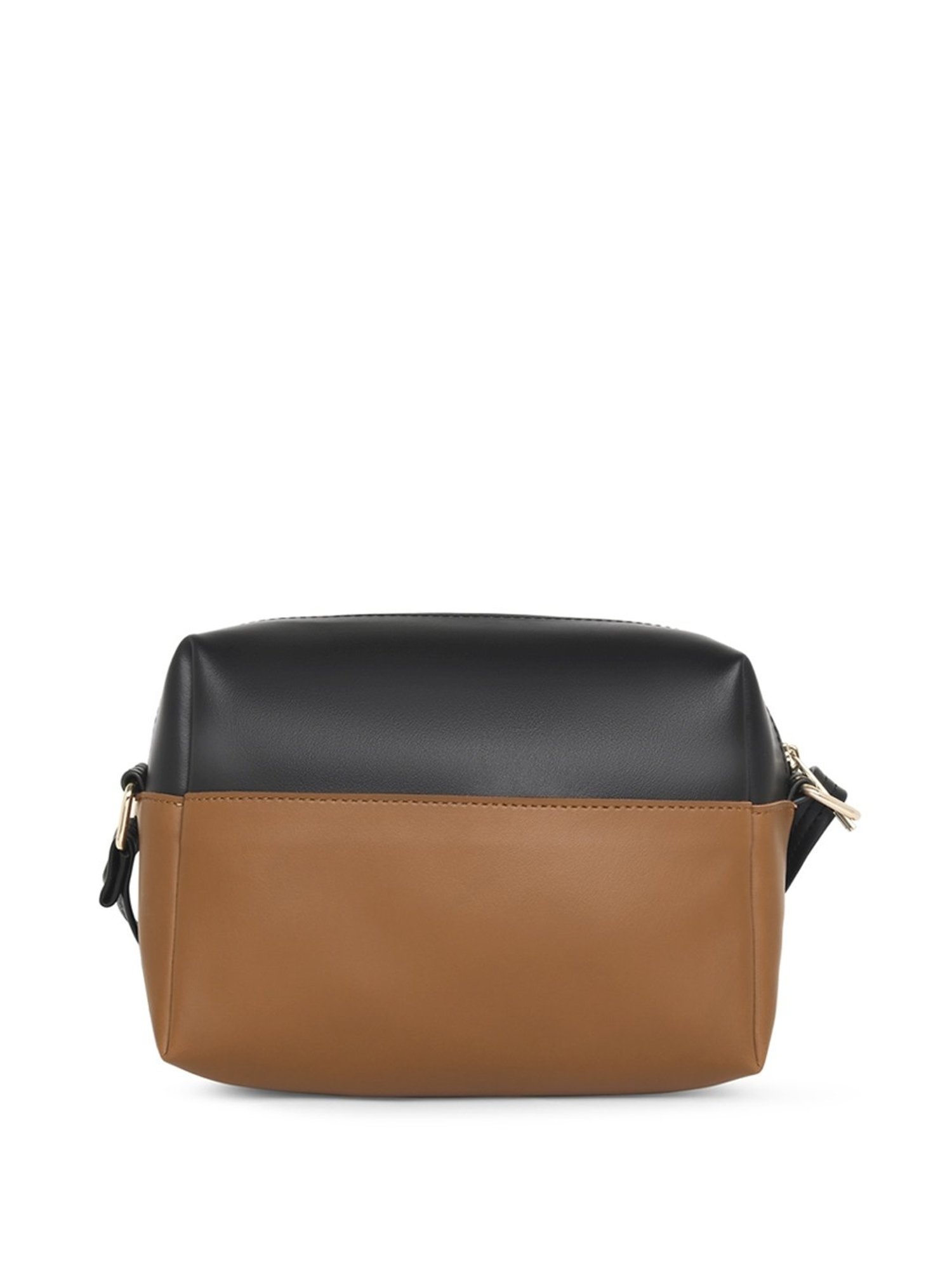 Lavie Hilite Black & Tan Synthetic Solid Sling Handbag