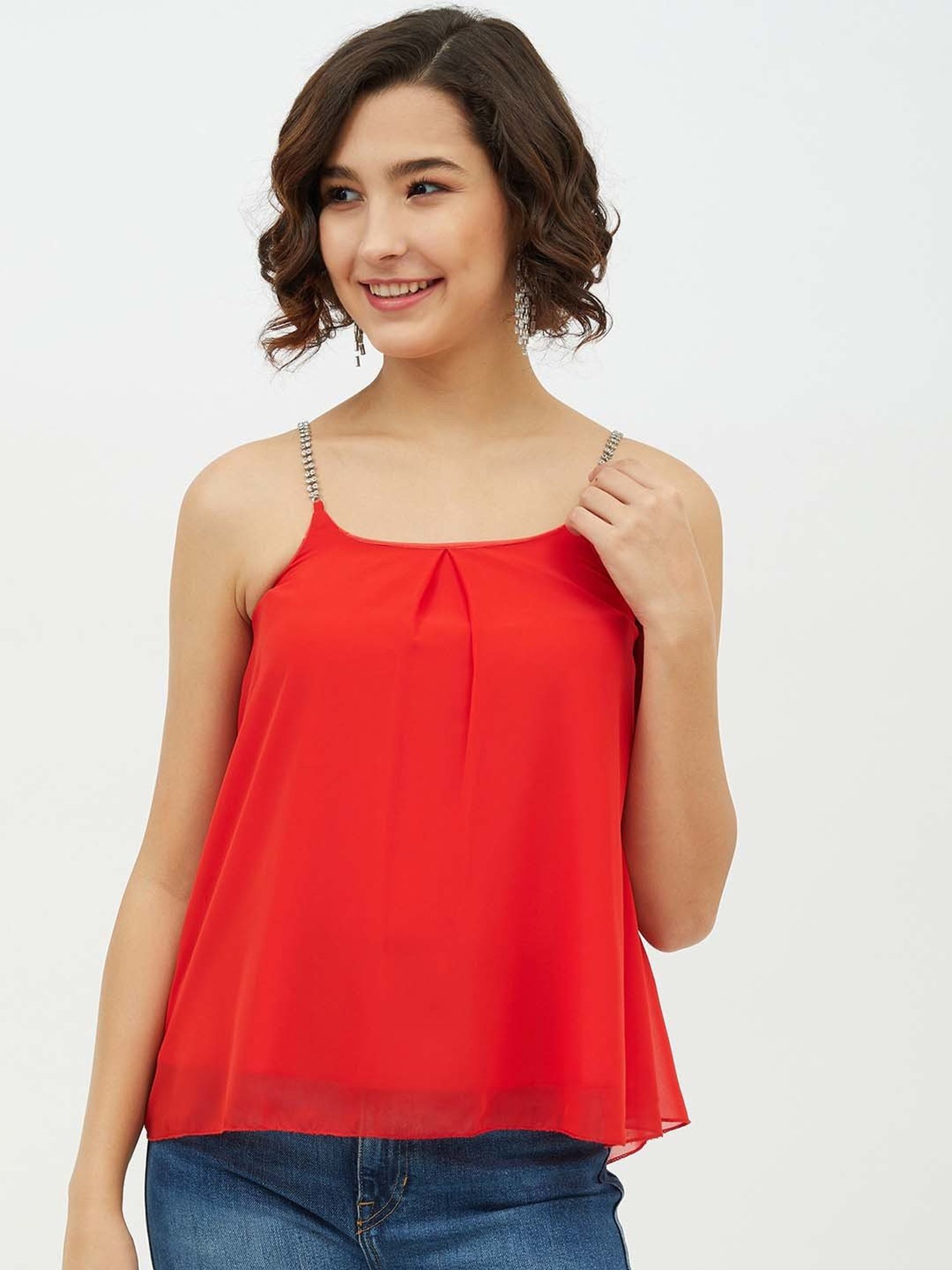 StyleStone Red Spaghetti Top