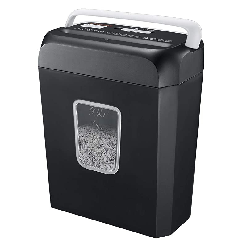 Shredder for Home,  6 Sheet Cross Cut Paper Shredder and Credit Card Small Home Office Use Shredder, Portable Handle Design with 3.4 Gallons Wastebasket (C237-B)