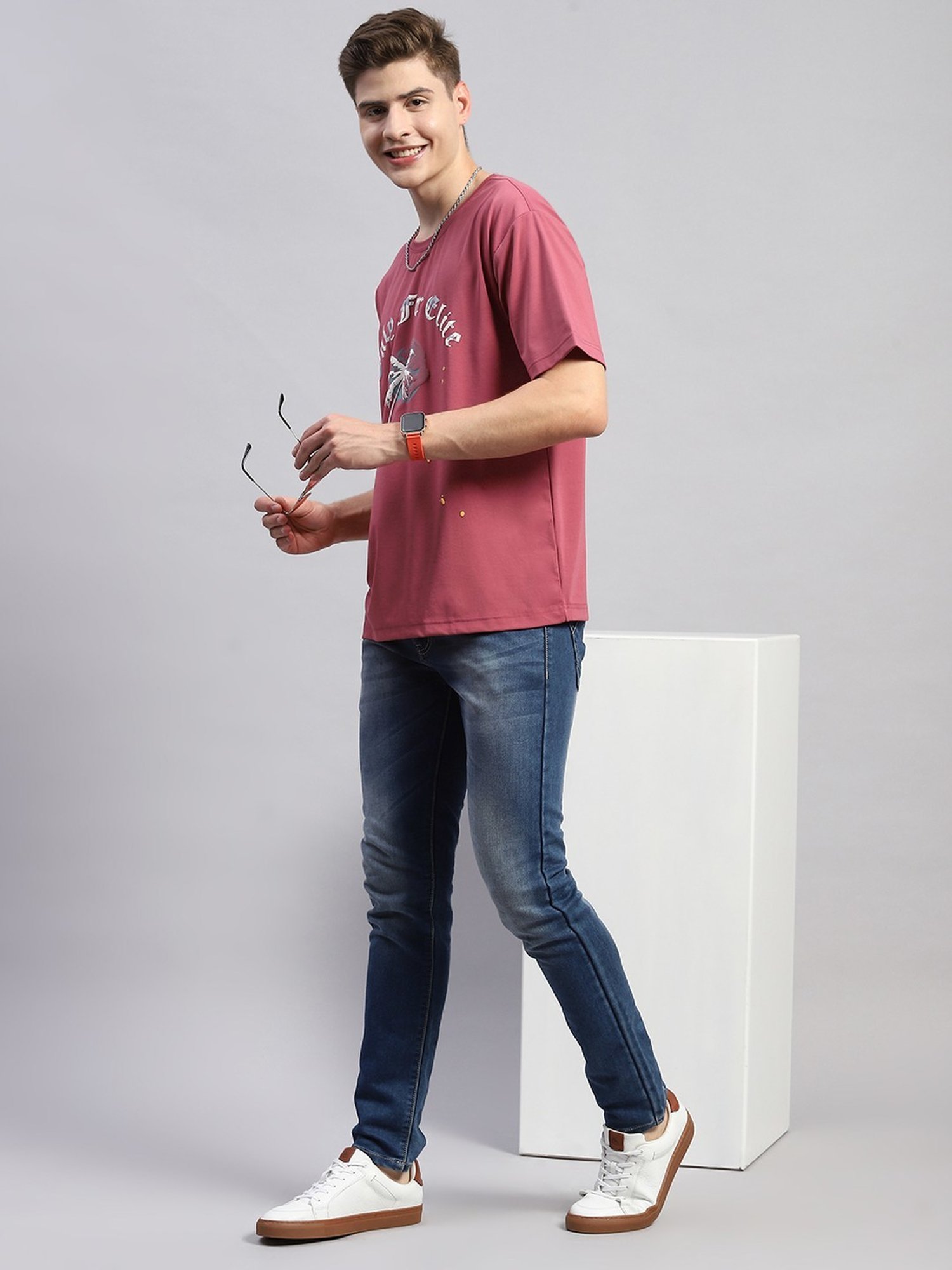 Monte Carlo Pink Regular Fit Printed T-Shirt