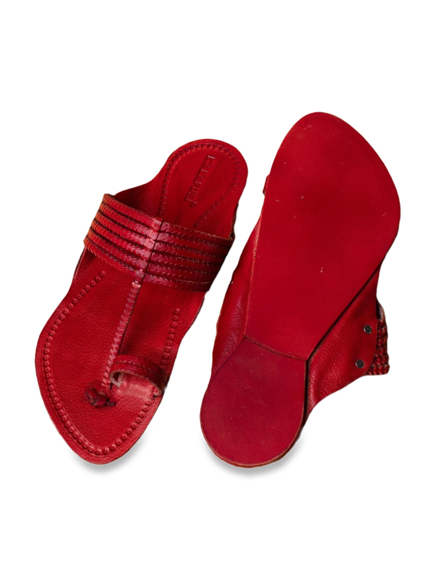 Kalapuri Men's Red Kolhapuri Sandals