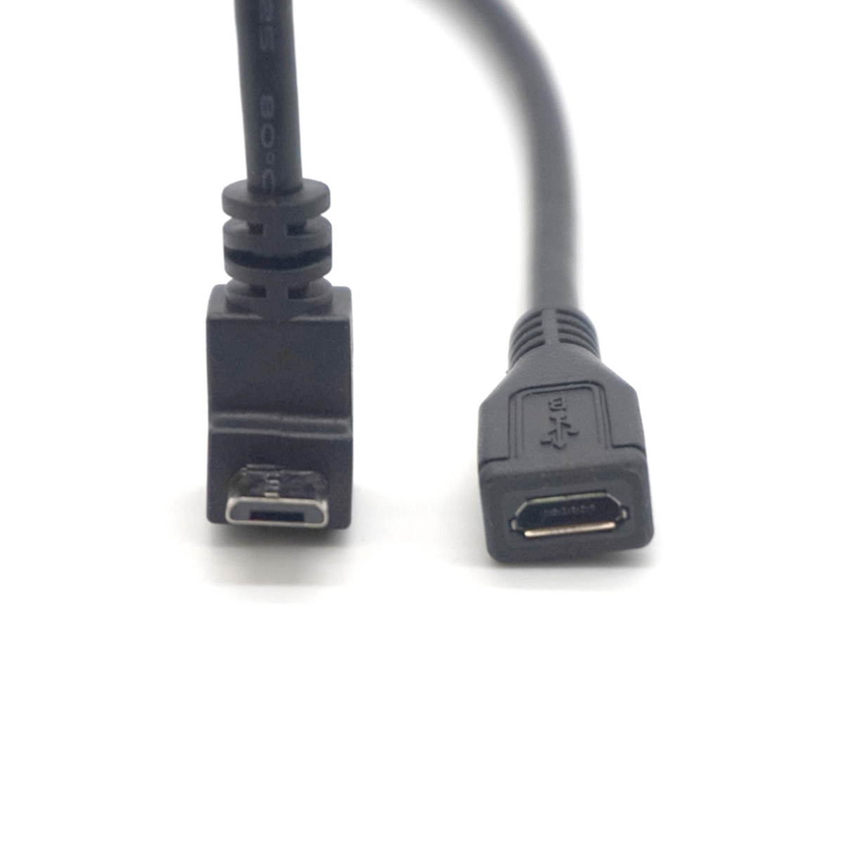 2pcs Plugadget Micro USB Male to Micro USB Female plug Down Angled Extension Cable Adapter Converter