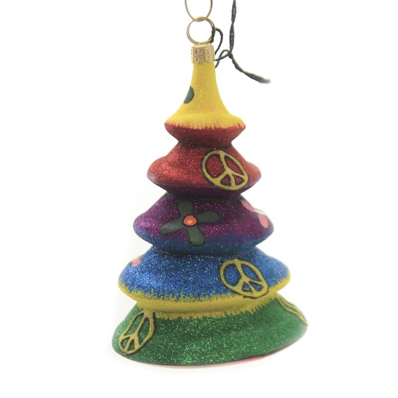 Joy To The World 4.5" Tie Dye Tree Ornament Glitterazzi Rainbow  -  Tree Ornaments