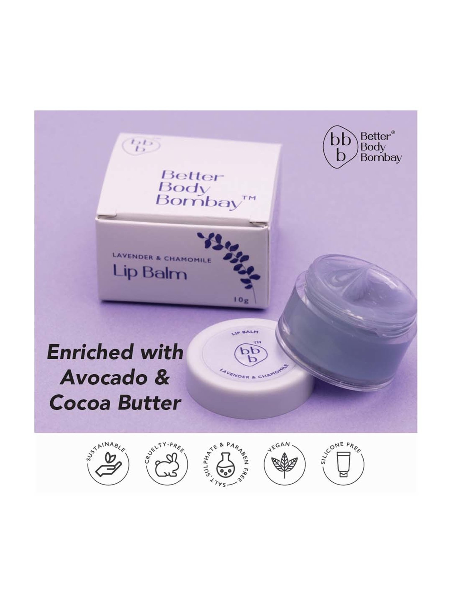 bbb Better Body Bombay Lavender & Chamomile Lip Balm - 10 gm