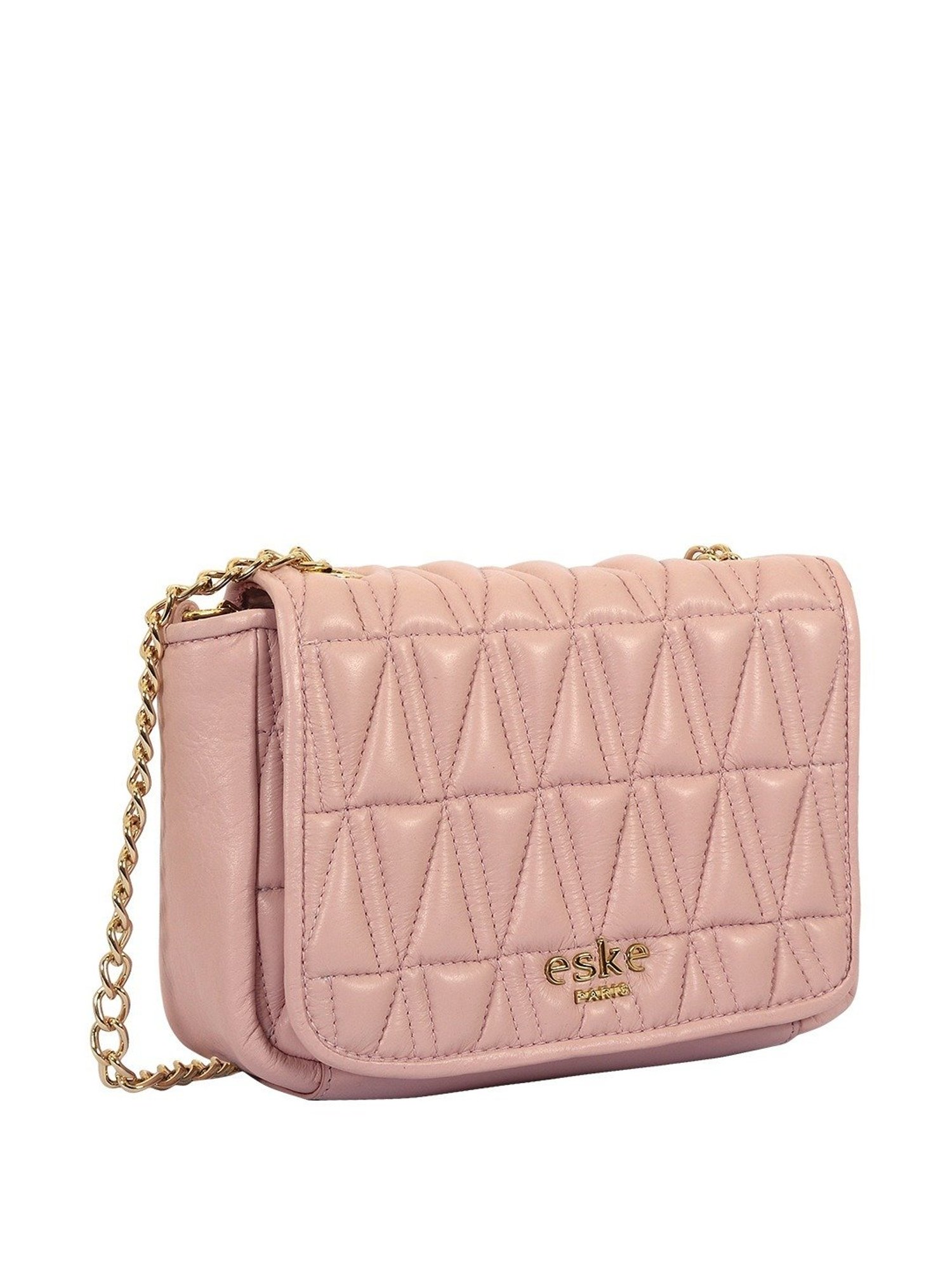 Eske Paris Pink Quilted Medium Sling Handbag