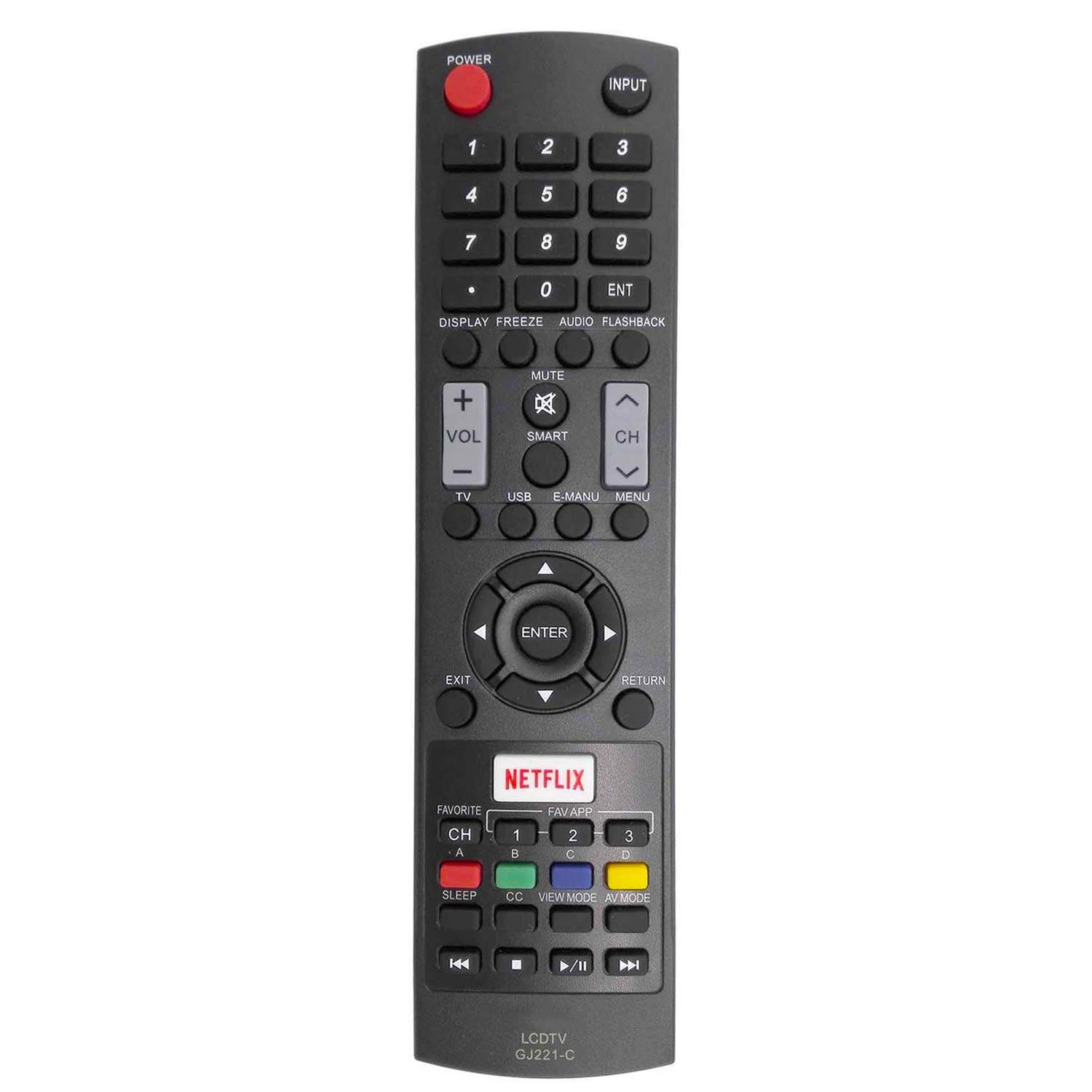 New GJ221-C Remote Control Compatible with Sharp Aquos LCD TV LC-32LE653U LC-40LE653U LC-43LE653U LC-48LE653U LC-55LE653U LC-65LE654U LC32LE653U LC40LE653U LC43LE653U LC48LE653U LC55LE653U LC65LE654U