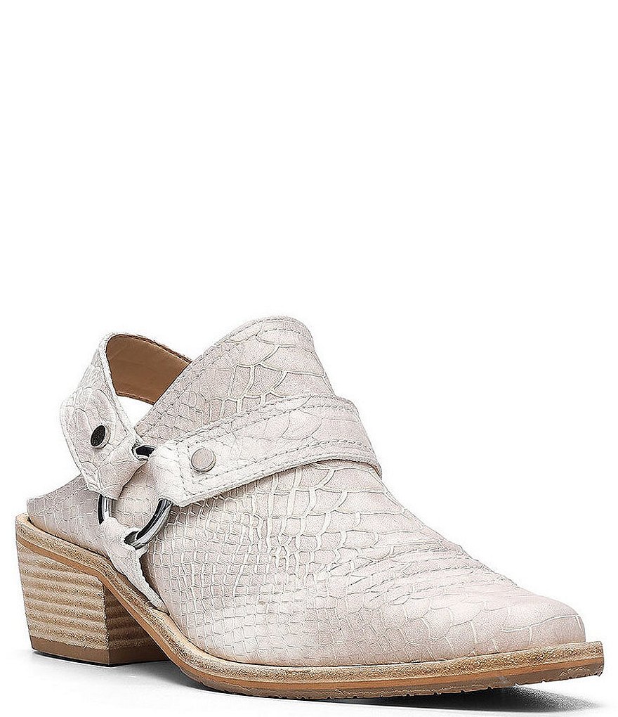 Donald Pliner Mazzy Snake Embossed Leather Western Sling Mules