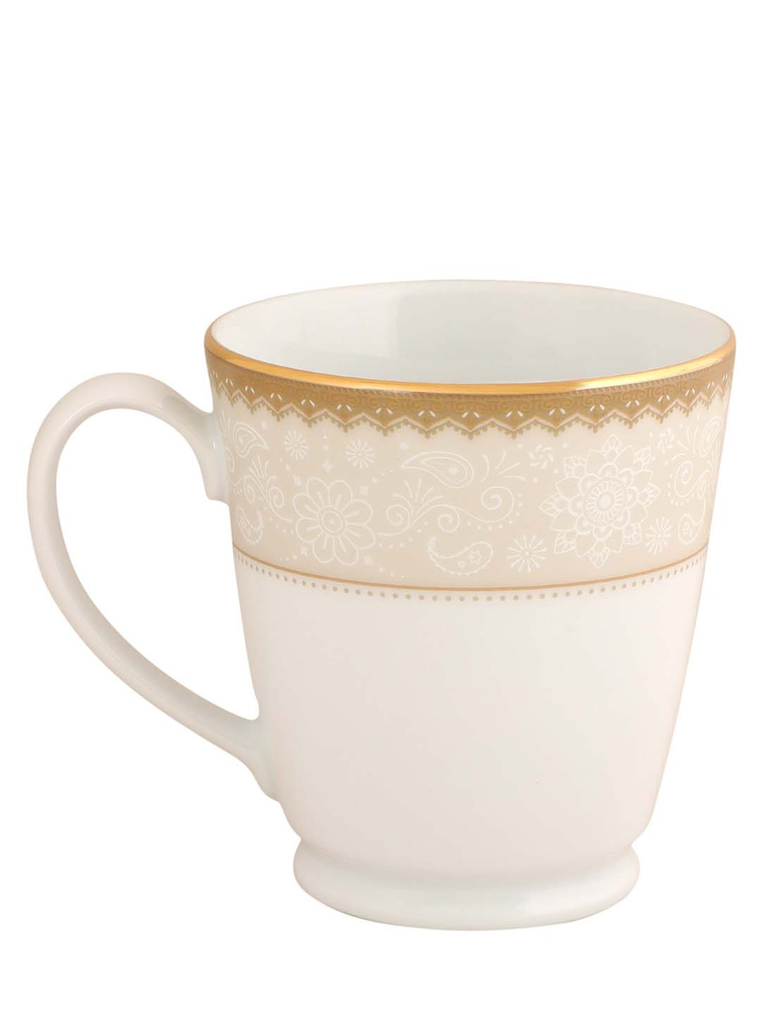NORITAKE Hearth Off-White & Beige Porcelain Milk Mug (0.37 L) - Set of 1