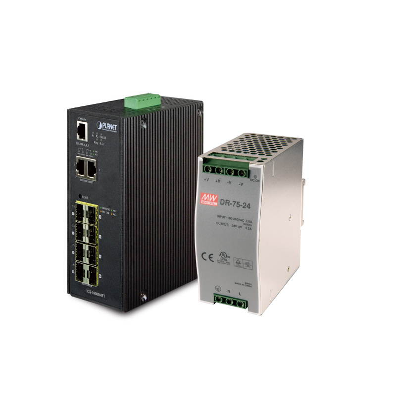Planet IGS-10080MFT Industrial 8 100/1000X SFP + 2-Port 10/100/1000T Managed Switch (-40 ~ 75 degrees C)