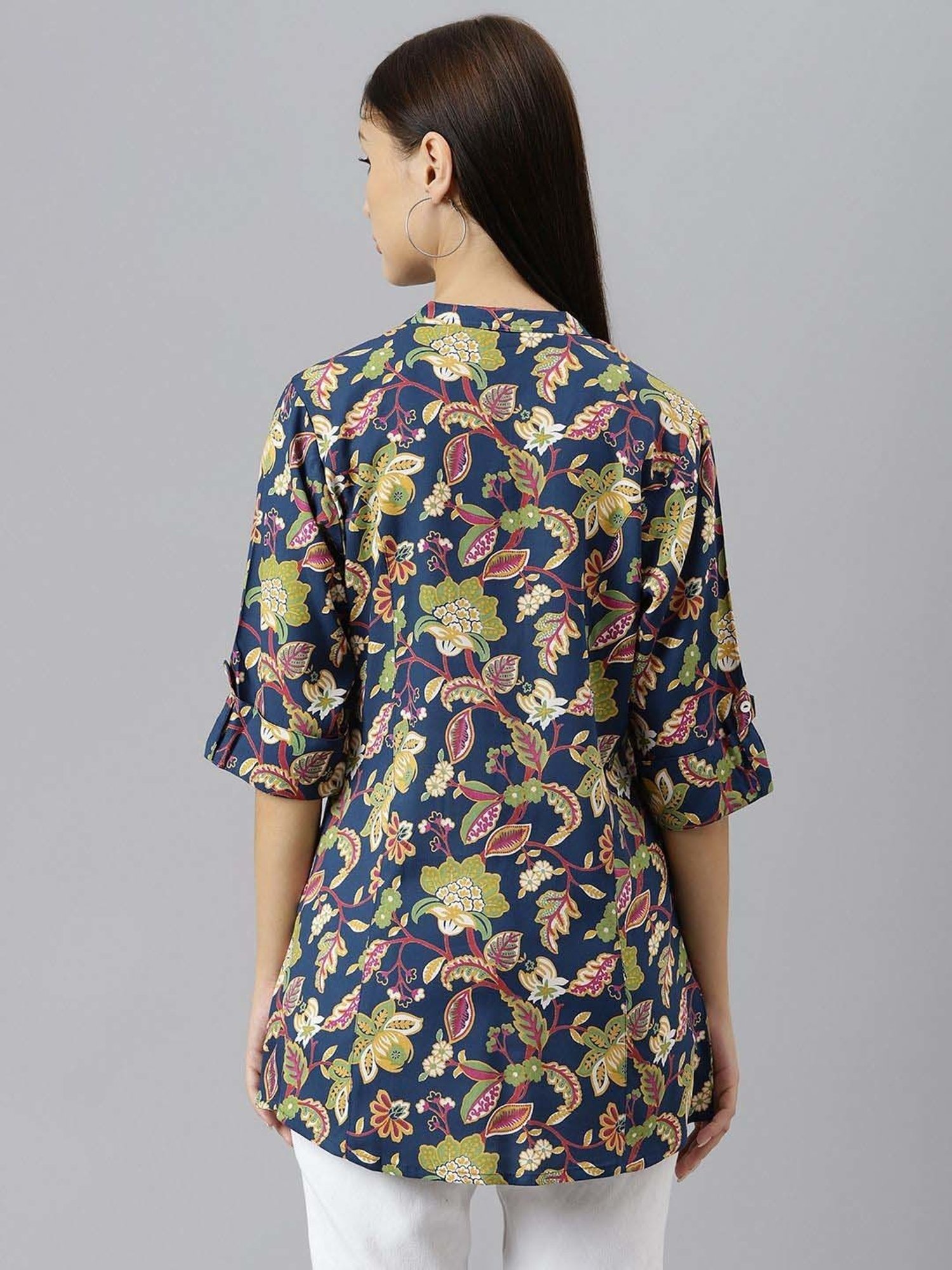 Divena Navy Floral Print Top