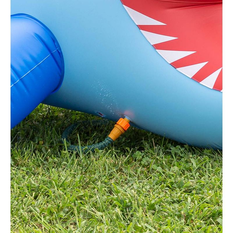 HearthSong - Kids 8'L Giant Inflatable Shark Sprinkler for Kids' Outdoor Active Water Play, 8'L x 4 1/2 'W x 3 1/2 'H