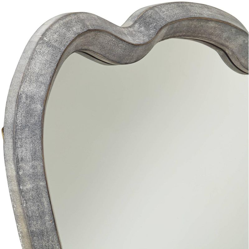 Noble Park Gemma Distressed Silver 25" x 36" Scallop Edge Wall Mirror