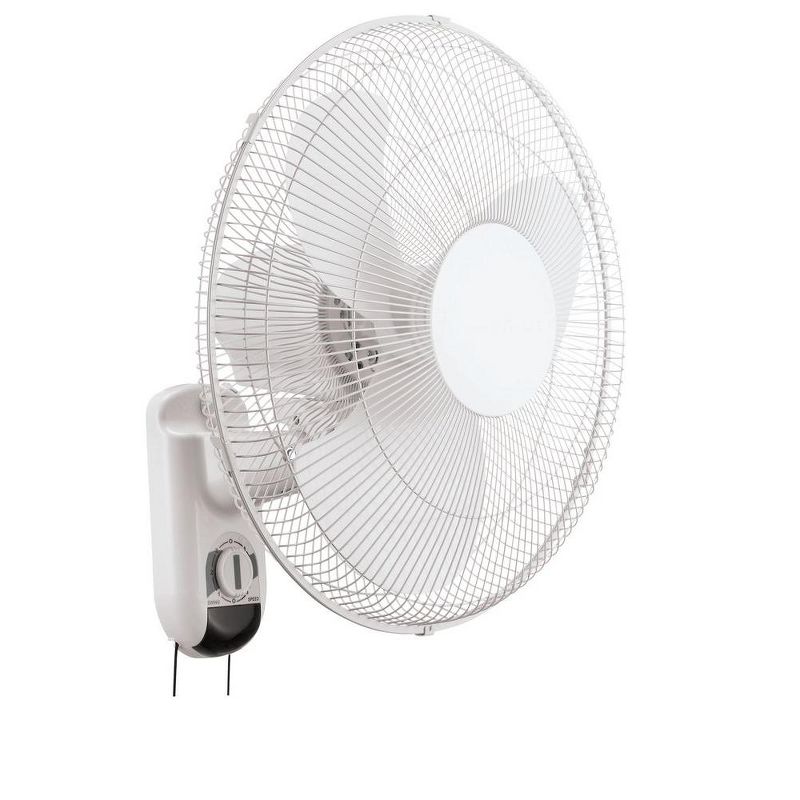Pelonis FW45-F3 18 Inch Diameter 3 Speed 1500 CFM Space Saving Indoor Oscillating Wall Fan, White
