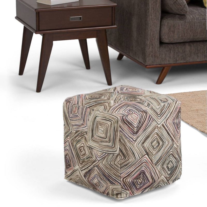 Valeri Cube Pouf Patterned Multi Color Cotton and Wool - WyndenHall