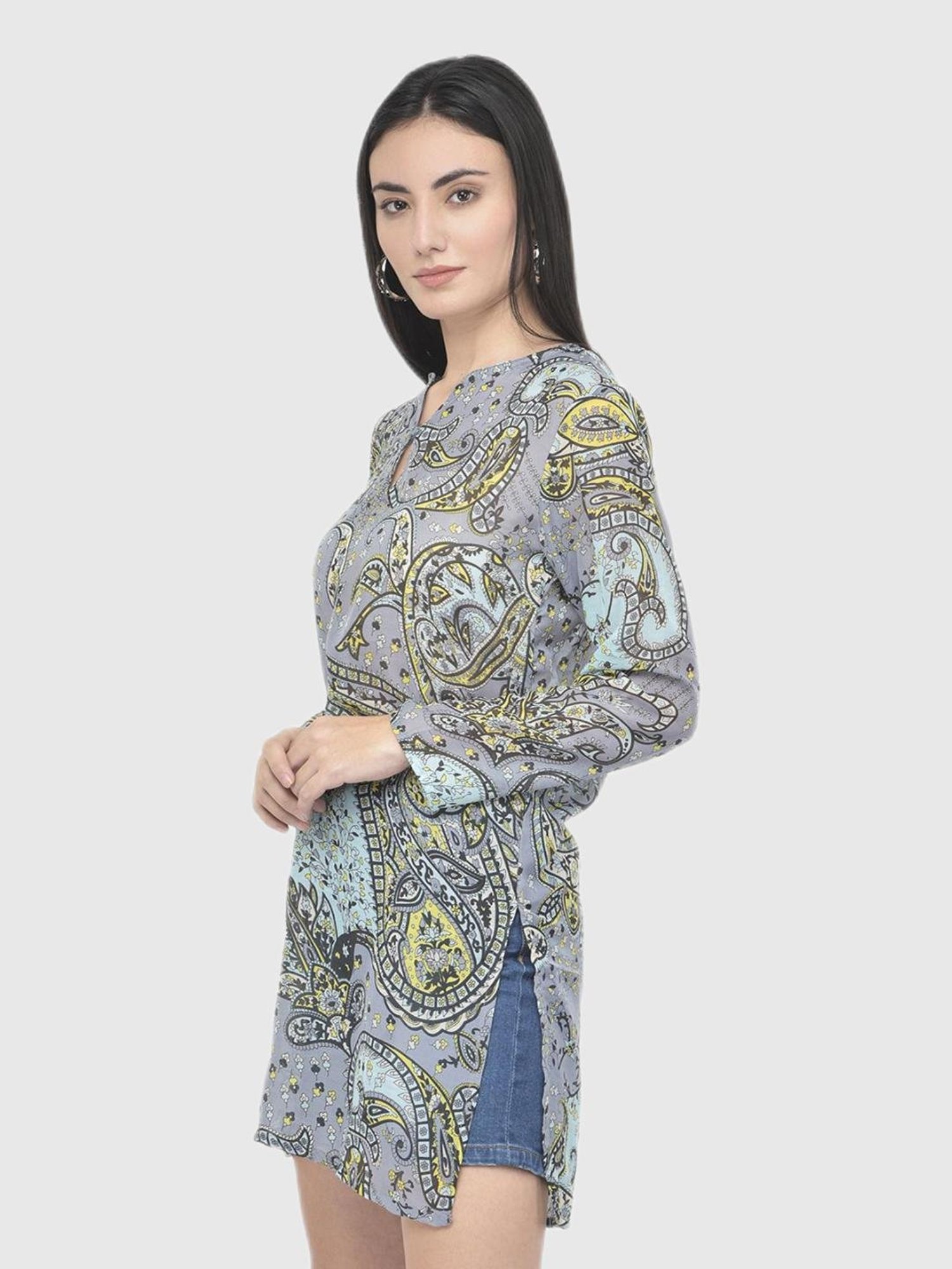 Aditi Wasan Grey Printed Kurti