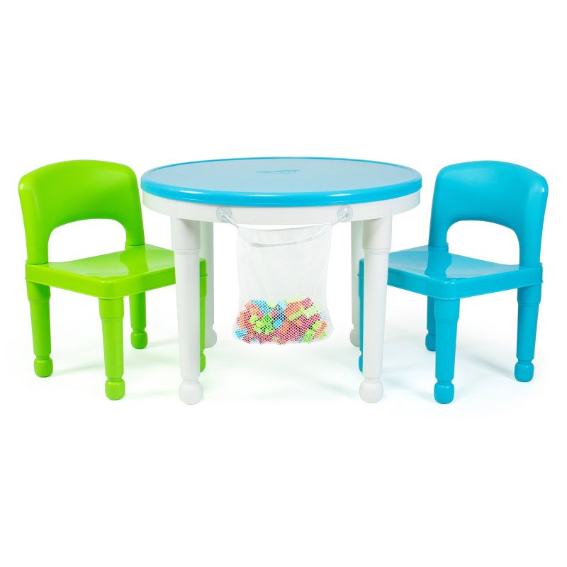 Kids' 2-In-1 Round Activity Table Chair Set with Plastic Building Block - Humble Crew
