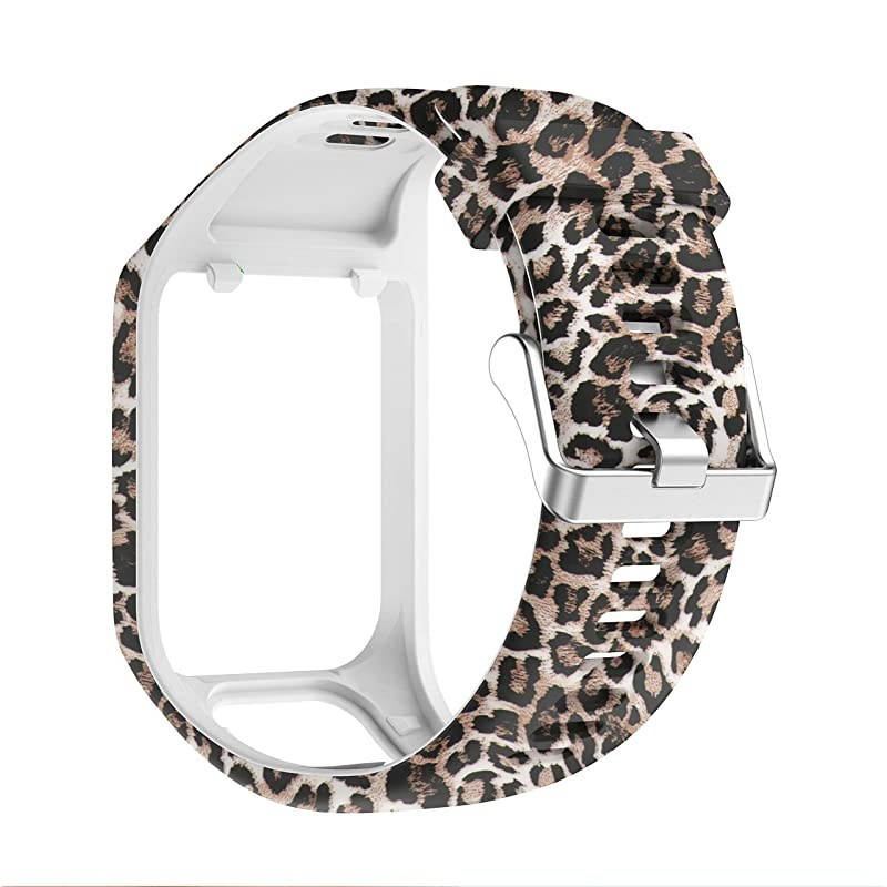 Bands for Tomtom Runner 23 StrapCompatible with Spark 3Golfer2AdventurerRubber Replacement Band for Screen ProtectorGPS Smart Watch AccessoriesLeopard