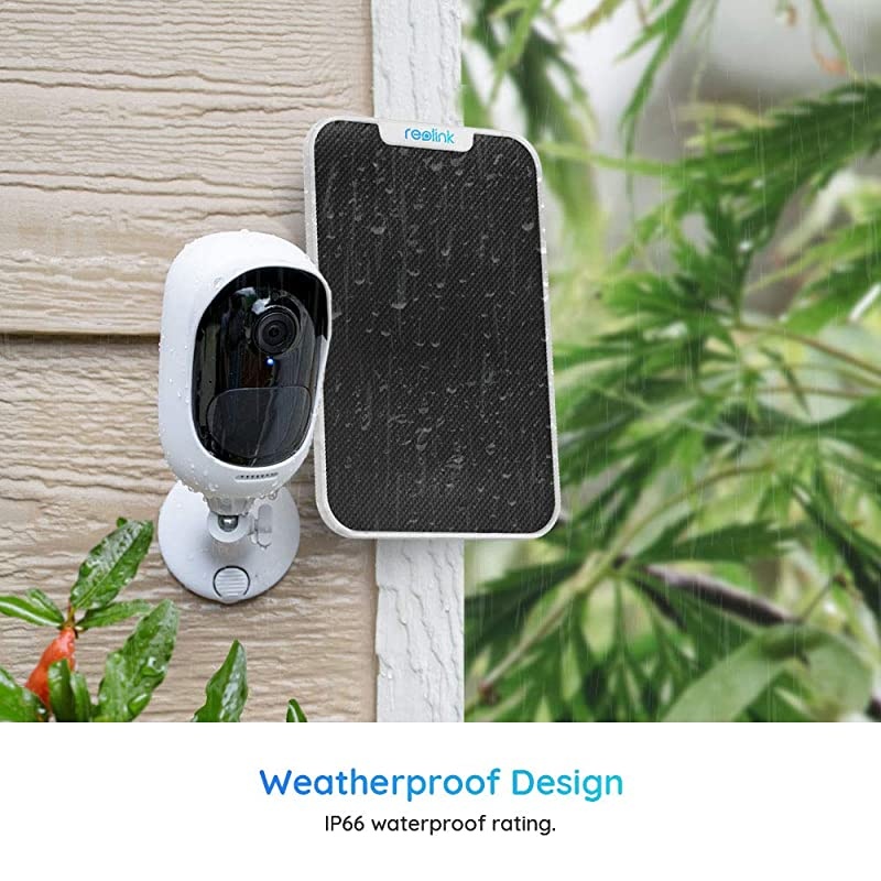 Solar Panel Power Supply Designed for  Home Security Outdoor Rechargeable Battery Cameras Argus 2/Argus Pro/Argus Eco/Go/Argus PT, Waterproof, Reliable and Non-Stop Charging (White)