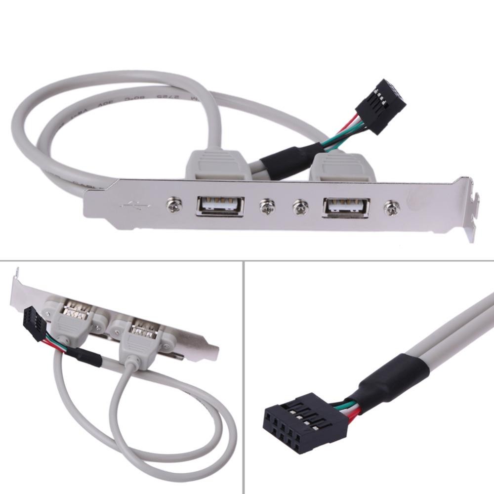 External 2 Ports USB Rear Panel Bracket Motherboard Cable USB 2.0 Connector Cable Adapter Computer Accessories White