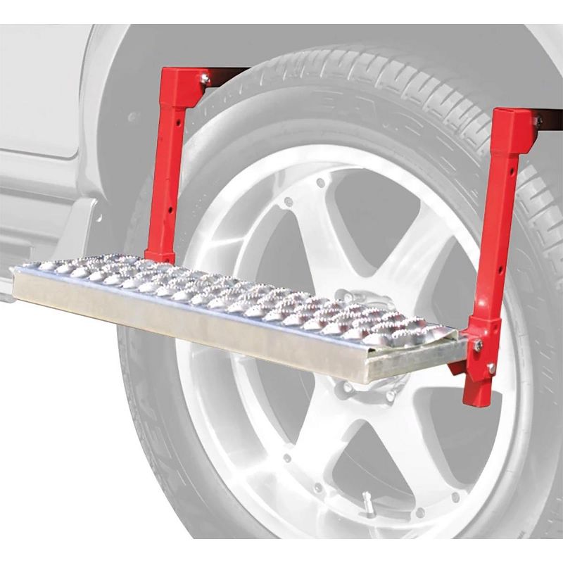 Powerbuilt Non-Slip Surface 4-Position Truck and Car Tire Service Step, Red