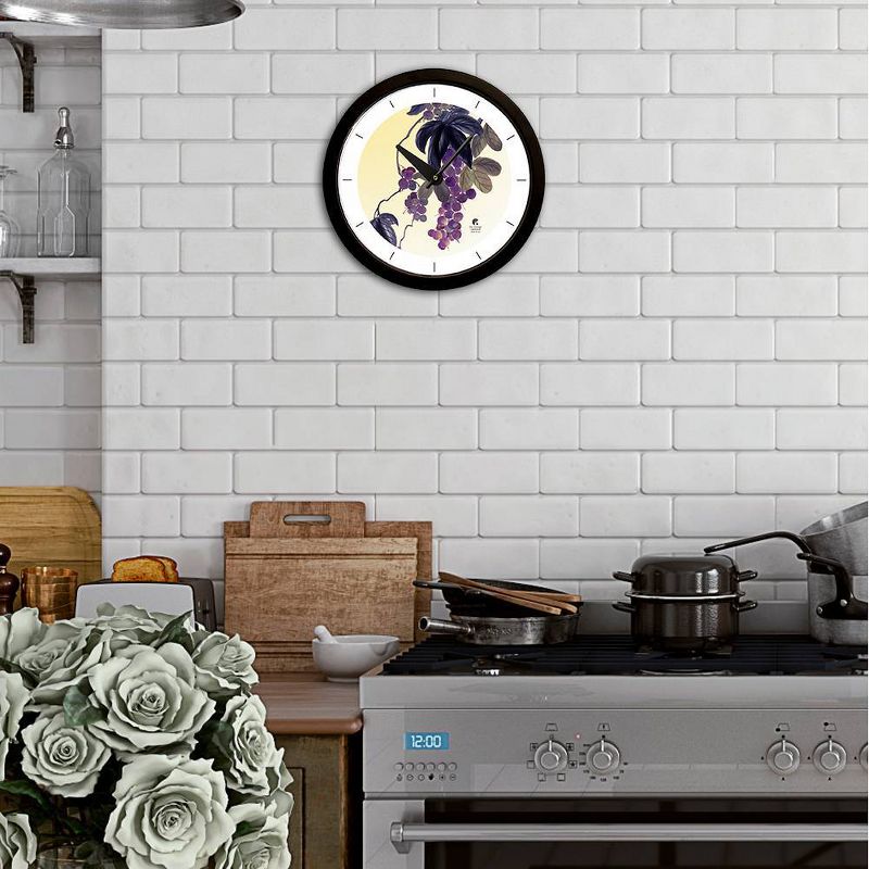 14.5" Artist Series Jackie Olenick Fruit of the Vine Decorative Clock Black - The Chicago Lighthouse